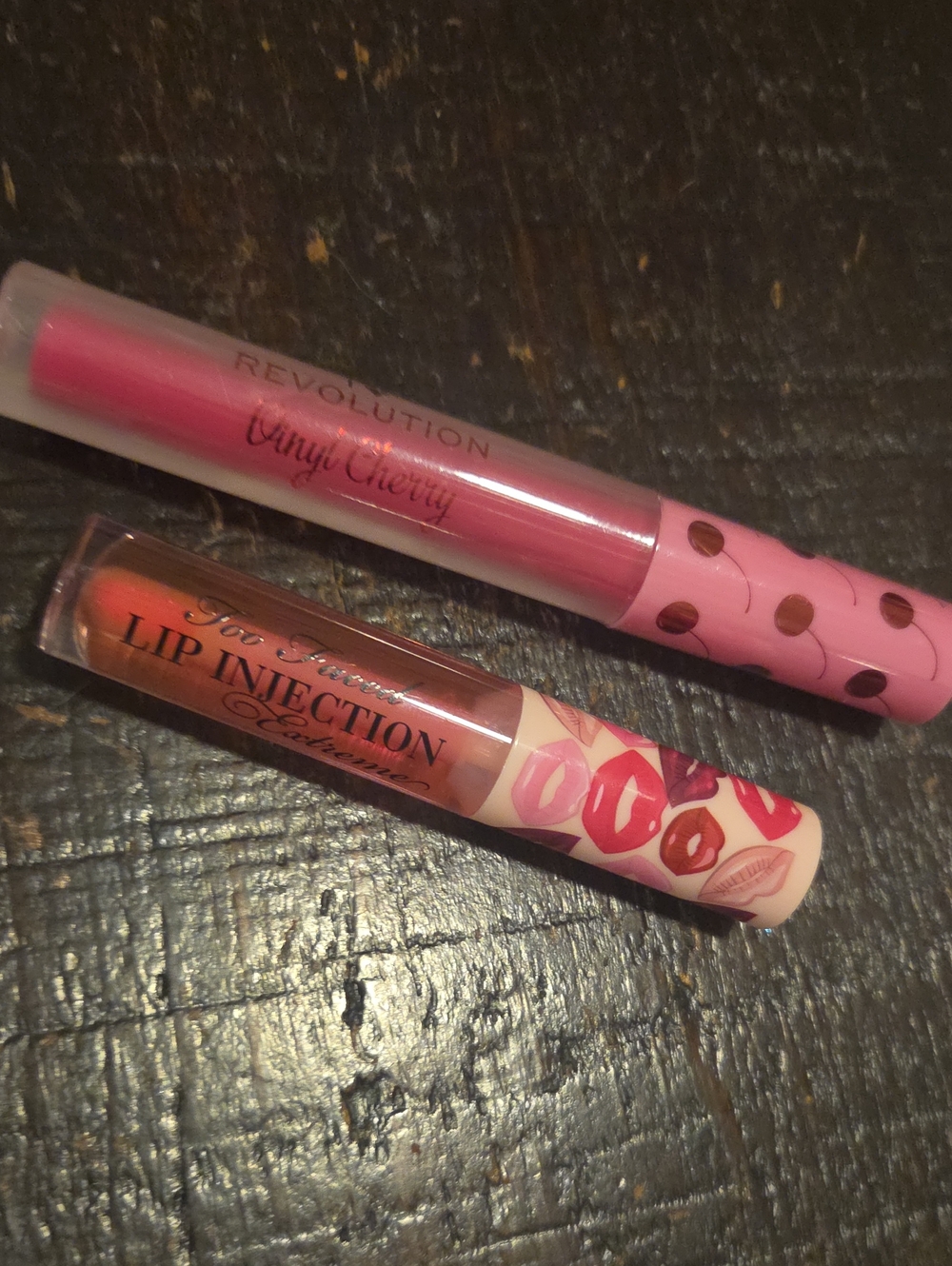 Revolution Vinyl Cherryade Pink Lip Gloss &Too Faced Lip Injection Bubblegum Duo